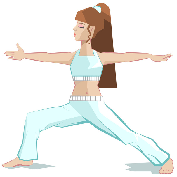 Girl yoga. Virabhadrasana - Vecteur, image
