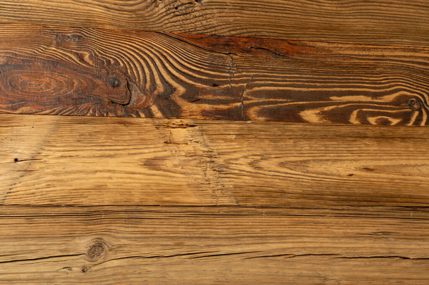 Oude houten textuur achtergrond. Donkerbruin houtnerf patroon, Vintage dennenappel tafelblad, Donker rustieke tafel bureau bovenaanzicht - Foto, afbeelding