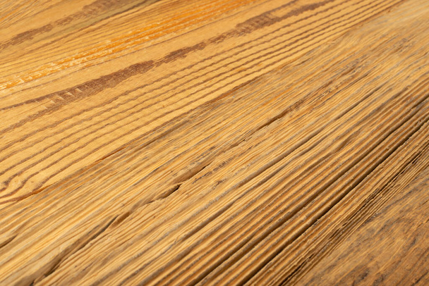 Old Wooden Texture Background Closeup. Dark Brown Wood Grain Diagonal Pattern, Vintage Pine Table Top, Dark Rustic Table Desk - Photo, Image