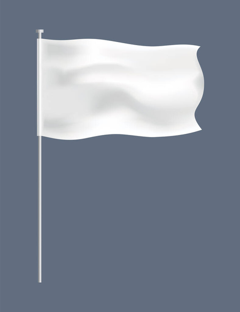 Bandiera tessile bianca con modello di pieghe. Tela mockup vuoto, pubblicità sfondo vuoto. Bandiera in tessuto sventolante bianco per pubblicizzare. - Vettoriali, immagini