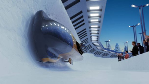 Bobsleigh ride. 3D rendering - Photo, Image