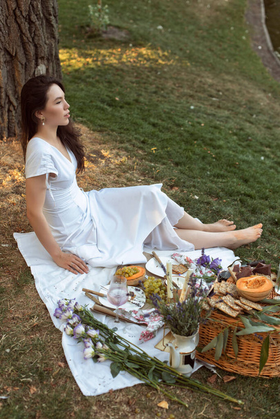 Girl on a picnic in the park - 写真・画像