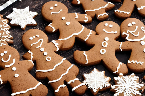 gingerbread cookies, traditional english food, gingerbread men - Fotó, kép