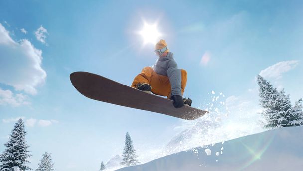 Snowboarder em acção. Esportes de inverno extremos
. - Foto, Imagem