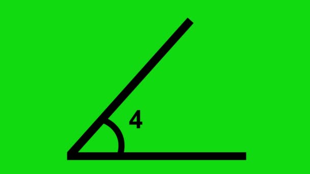 A geometriai matematikai grafikon animációja 45 fokos szögmérővel, zöld színkódos háttérrel - Felvétel, videó