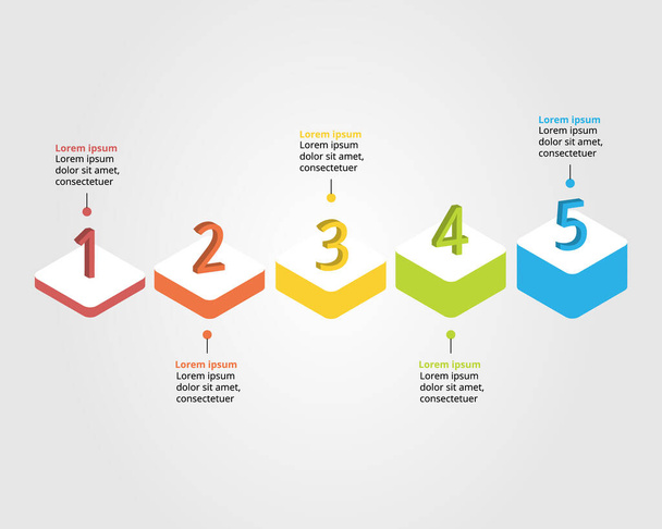 timeline step chart szablon dla infografiki do prezentacji dla 5 elementów - Wektor, obraz