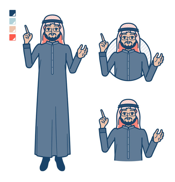A arabian middle man in Black costume with speaking images.It's vector art so it's easy to edit. - Вектор,изображение