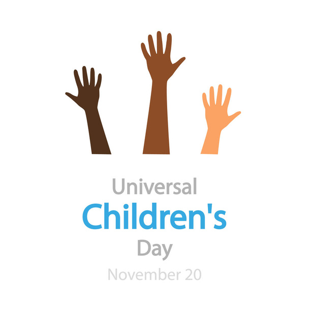 Universal childrens day hands, vector art illustration. - Vektör, Görsel