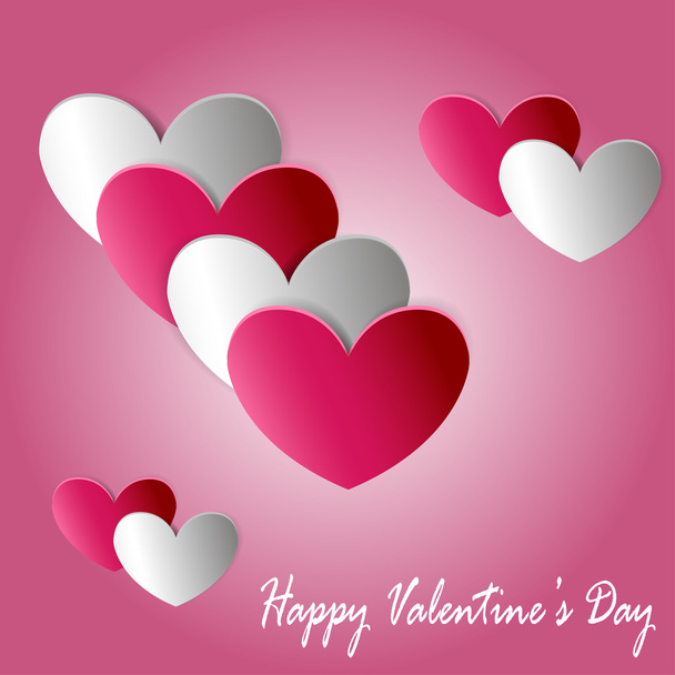 Valentines Day card with line of cut paper hearts - Vector, imagen