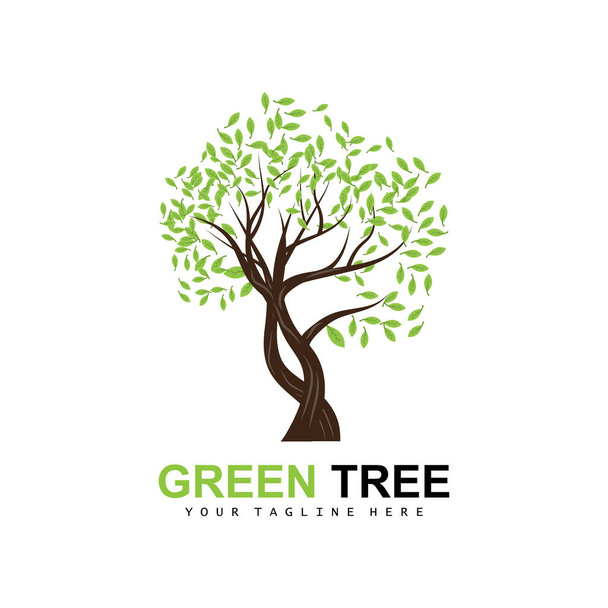 Logotipo del árbol, árboles verdes y diseño de madera, ilustración del bosque, juegos de los niños de los árboles - Vector, imagen