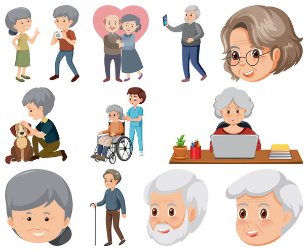 Collection d'icônes de personnes âgées illustration - Vecteur, image