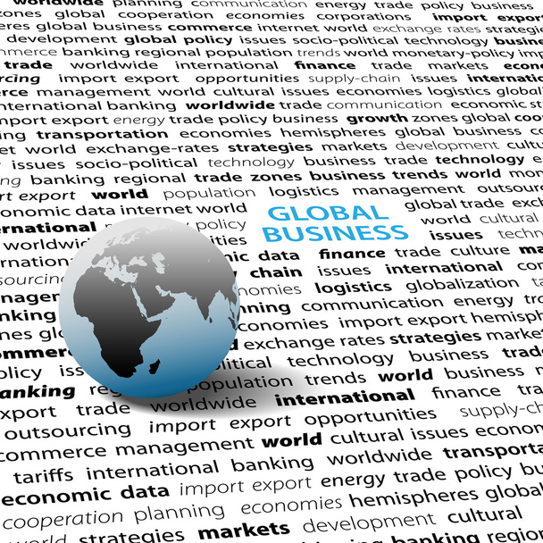 Global business issues world globe text page - Vector, Image