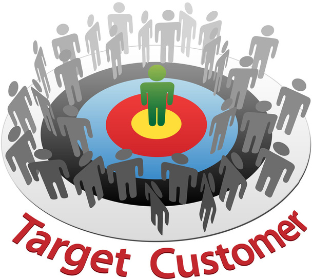 Marketing to Best customer target market - Vector, Image