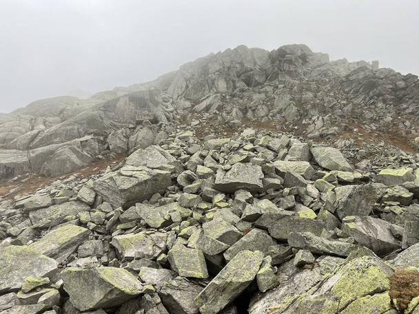 Pedras e rochas no outono Ambiente alpino suíço e na área montanhosa do passo de São Gotardo, Airolo - Cantão de Ticino (Tessin), Suíça (Schweiz) - Foto, Imagem