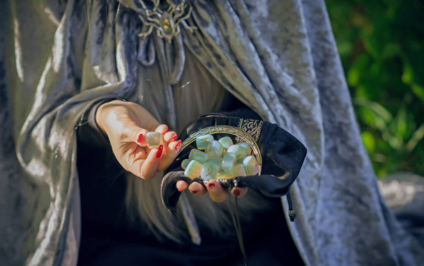 Scandinavian, Nordic concept, old world magic. Rite, pagan scene, North witch   - Photo, Image