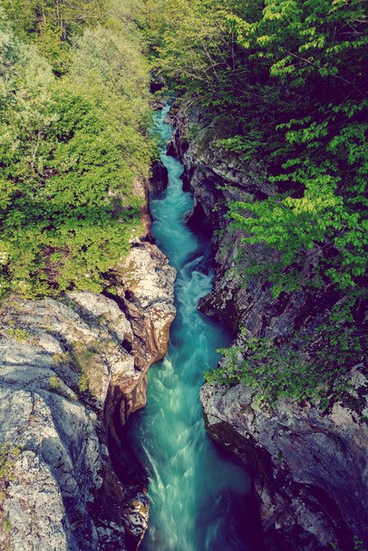 Great Soca Gorge (Velika korita Soce), Triglavski Ulusal Parkı, Slovenya - Fotoğraf, Görsel