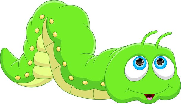 cute caterpillar cartoon on white background - Vector, Image