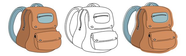 School bag in three different styles - Vektori, kuva