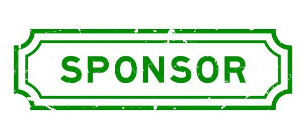 Grunge verde sponsor parola gomma sigillo timbro su sfondo bianco - Vettoriali, immagini