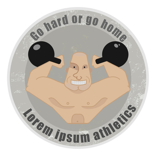 Stein athletisches Emblem mit riesigem Bodybuilder-Oberkörper - Vektor, Bild