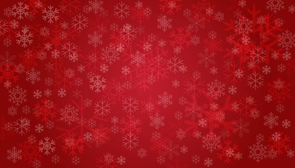 赤い背景の雪片。メリークリスマスとハッピーニューイヤーデザイン。ベクターイラスト. - ベクター画像