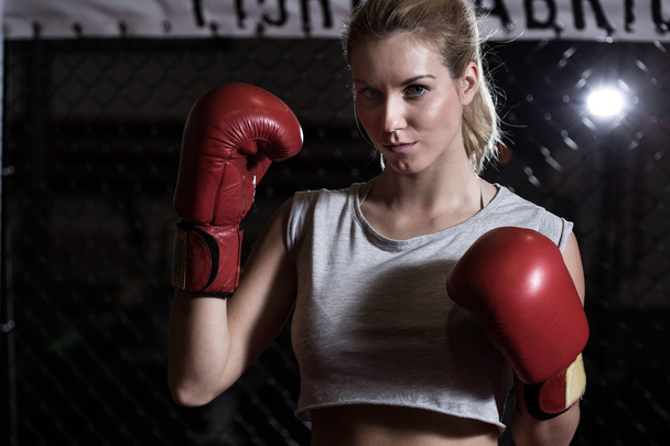 Girl with boxing gloves - Фото, изображение