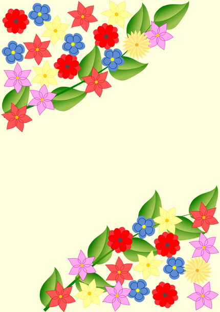 Background with flowers and leaves in the corners - Photo, Image