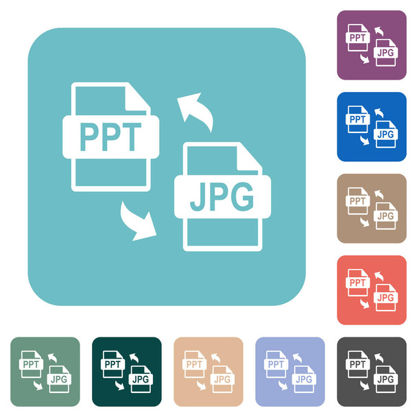 PPT JPG bestand conversie witte platte pictogrammen op kleur afgeronde vierkante achtergronden - Vector, afbeelding