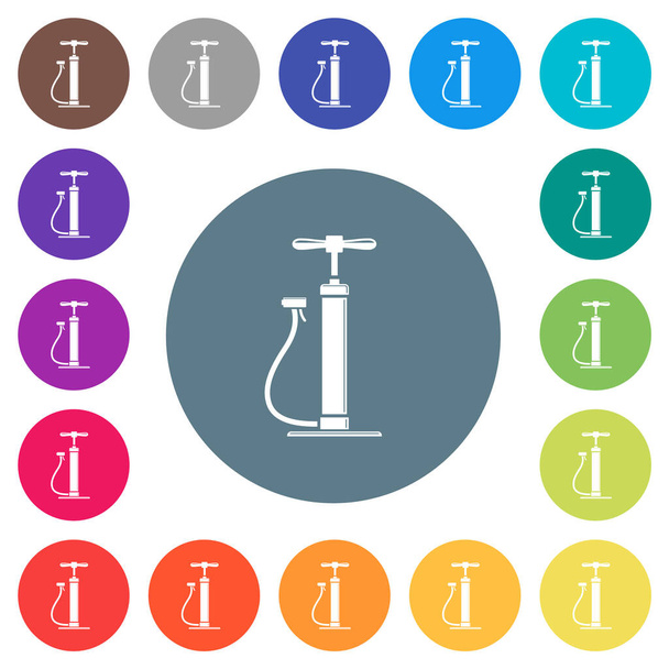 Air pump with gloss flat white icons on round color backgrounds. 17 background color variations are included. - Vector, Image