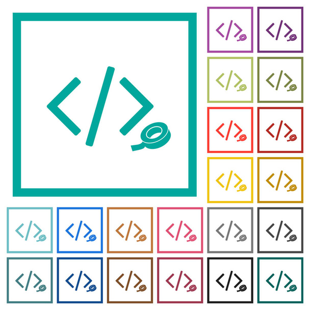 Software-Patch flache Farbsymbole mit Quadrantenrahmen auf weißem Hintergrund - Vektor, Bild
