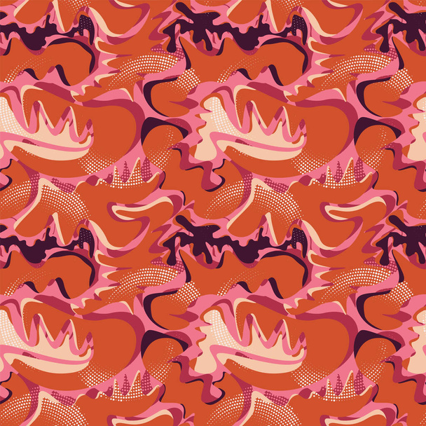 Seamless abstract unique pattern with wave shapes, dots  - Vector, afbeelding