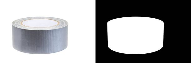 Een Duct tape roll ook wel eendentape genoemd, is een drukgevoelige tape op een kleef- of scrimback, vaak bekleed met polyethyleen. Geïsoleerd op witte achtergrond met knipmasker en pad - Foto, afbeelding