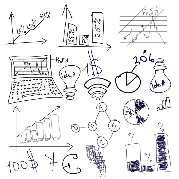 Infographics economy, trade business hand-painted - Vektor, obrázek