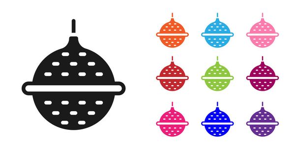 Black Ball tea strainer icon isolated on white background. Set icons colorful. Vector. - ベクター画像