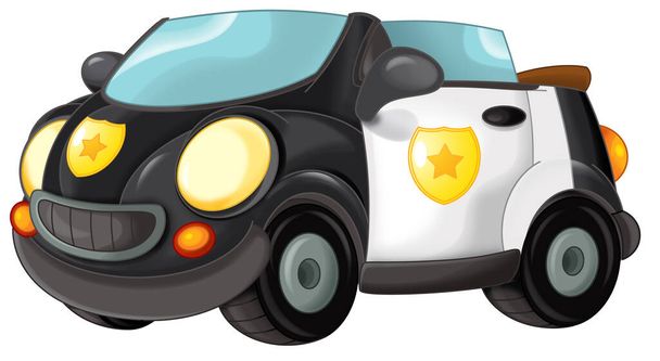 cartoon scene with sports car sedan cabriolet police illustration for children - Photo, image