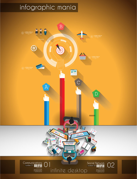 Infographic teamwork and brainstorming with Flat style - Vector, Image