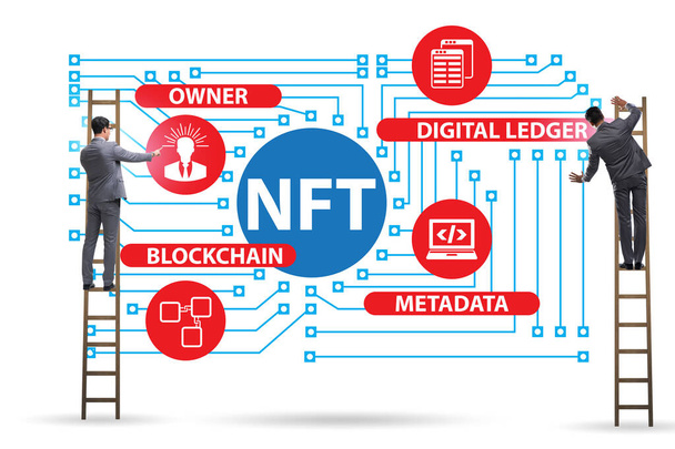 Üzletember az NFT nem helyettesíthető koncepcióban - Fotó, kép