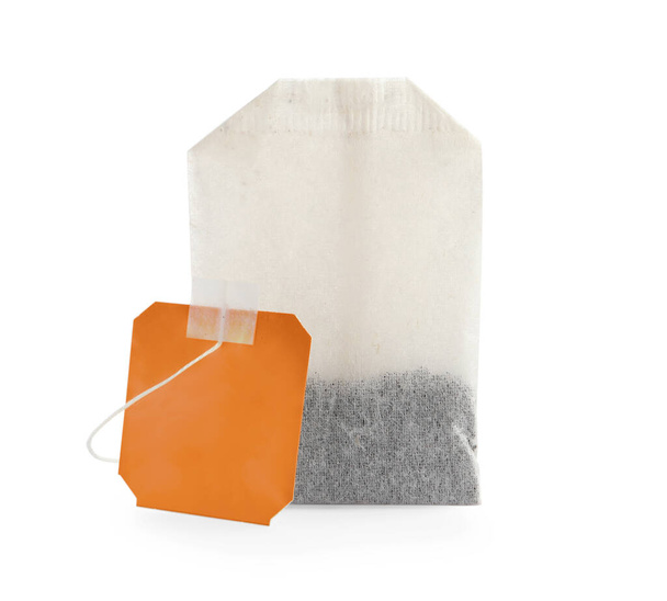 New tea bag with tab isolated on white - Fotografie, Obrázek