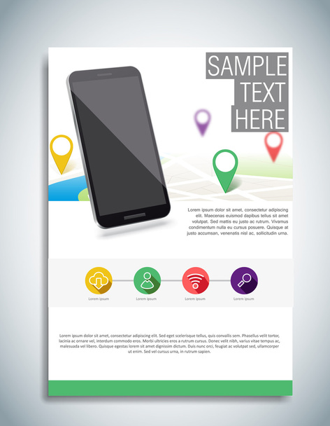 Brochure Flyer Design with Phone - Vector, Imagen