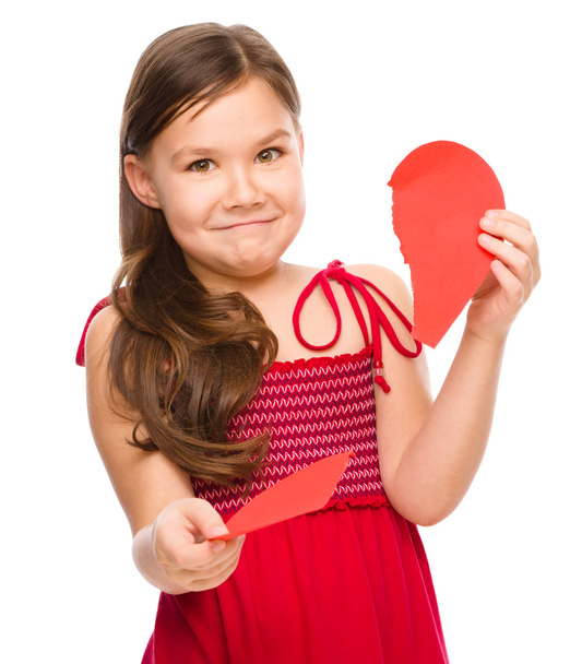 Portrait of a happy little girl in red - Foto, imagen