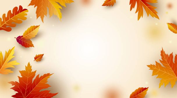 Autumn leaves banner background with copy space vector illustration - Vector, Image