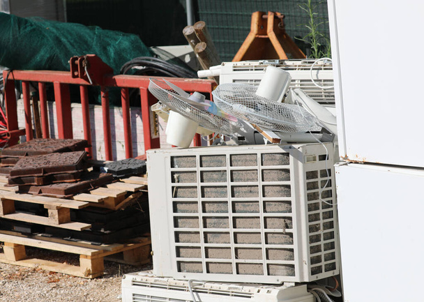 landfill of ferrous materials and old appliances such as air conditioners - Photo, Image