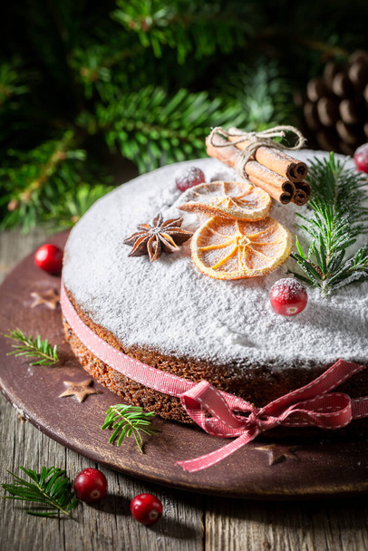 Sweet poppy seed cake with powdered sugar for Christmas. Dessert for the Christmas. - Valokuva, kuva