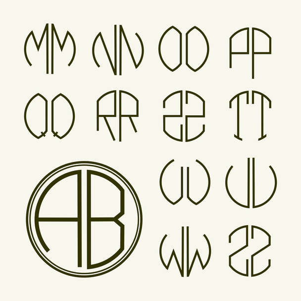 Набор шаблонных букв для создания монограмм
 - Вектор,изображение