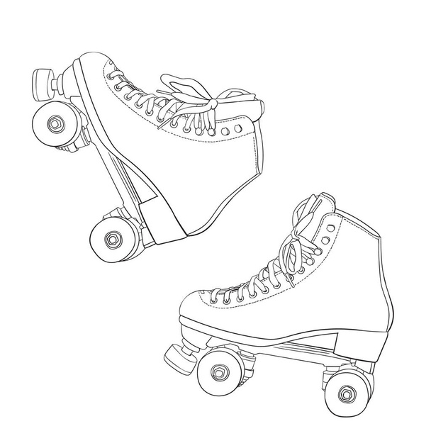 Rollerskates línea dibujo vector ilustración - Vector, imagen