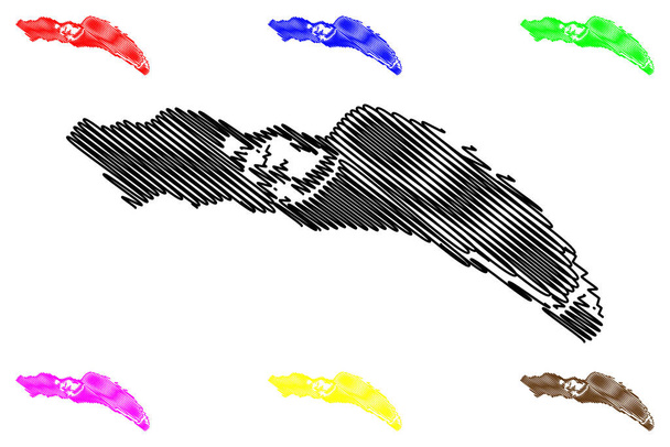 Anegada eiland (Britse Maagdeneilanden, Verenigd Koninkrijk, Cenrtal America, Caribische eilanden) kaart vector illustratie, krabbel schets Anegada kaart - Vector, afbeelding