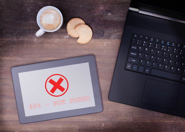 Tablet PC waarbij een fout optreedt, 404 - Foto, afbeelding