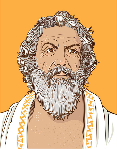 Antisthenes Porträt. Er war ein griechischer Philosoph und Schüler von Sokrates. Antisthenes lernte Rhetorik zuerst unter Gorgias, bevor er ein glühender Schüler von Sokrates wurde.  - Vektor, Bild