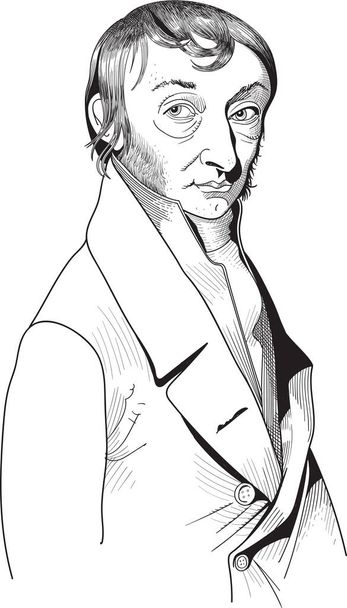Amedeo Carlo Fizyka Avogadro i matematyka Portret w stylu kreskówki. Był włoskim naukowcem.. - Wektor, obraz