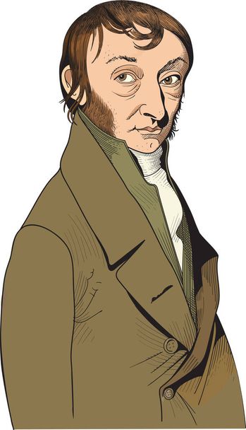 Amedeo Carlo Avogadro Physik und Mathematik Cartoon Stil Porträt. Er war ein italienischer Wissenschaftler. - Vektor, Bild